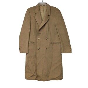 Mens Monti Double Breasted Overcoat Size 50 Camel Wool Cashmere Trench Coat